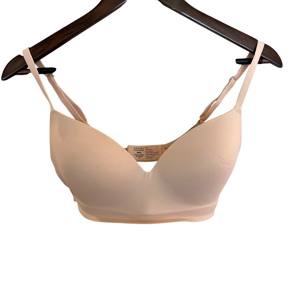 Soma Enbliss Wireless Bra 36C Nude Beige Seamless Smooth T-Shirt Bralette 79984